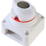 Velsen marine battery switch with white housing and red rotary knob