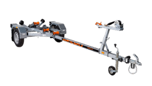 Respo 700V451T160 A galvanized boat trailer with orange adjustable rollers