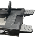 Boat stern platforms with non-slip surface on both sides of the engine