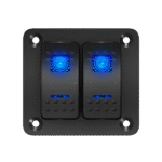 Velsen boat dual switch panel with blue LED lights