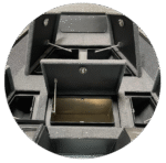 Velsen boat storage compartments with spring-assisted locker lids
