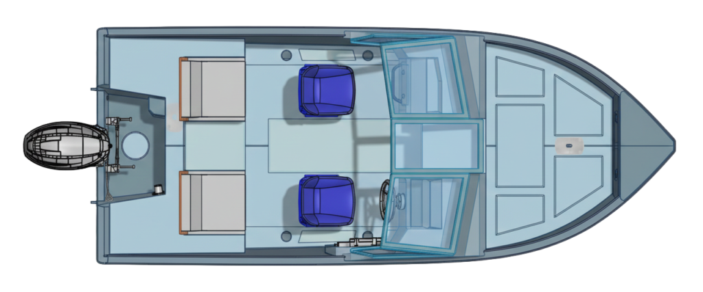Top view layout of the Velsen 465 aluminum fishing boat