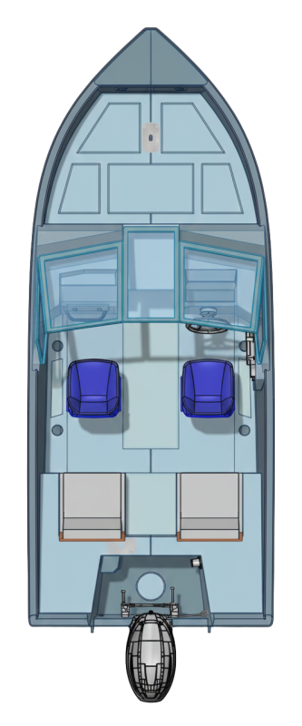 Top view layout of the Velsen 465 aluminum fishing boat